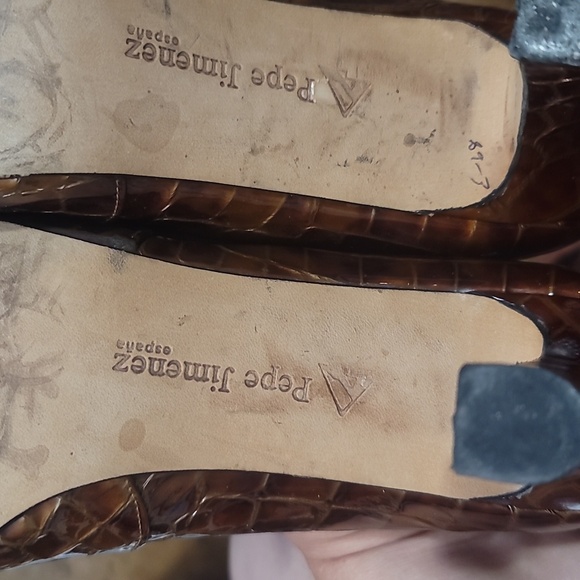 Vtg Pepe Jimenez brown faux crocodile pointed toe heels made in Spain 9 - Picture 5 of 6